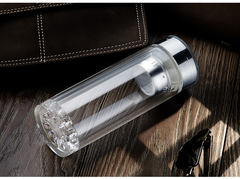 阿里巴巴定做创意双层波点玻璃杯