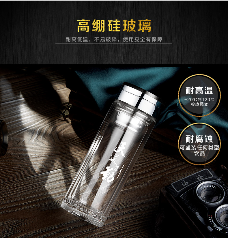 阿里巴巴定做创意双层波点玻璃杯