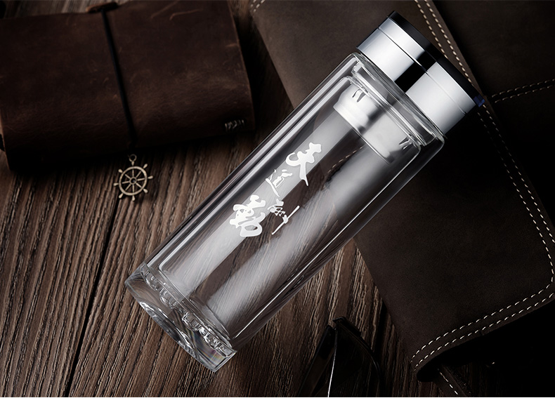 阿里巴巴定做创意双层波点玻璃杯