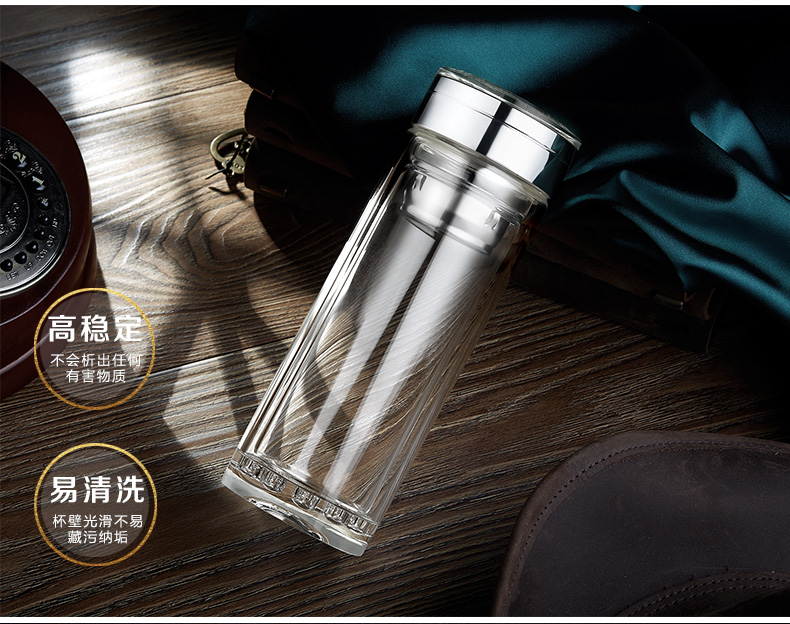 阿里巴巴定做创意双层波点玻璃杯