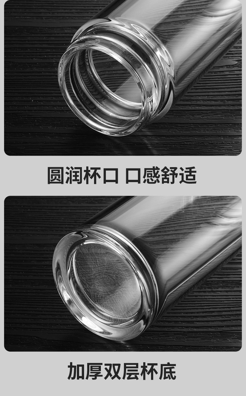 双层玻璃杯水杯隔热加厚带盖过滤茶杯商务办公