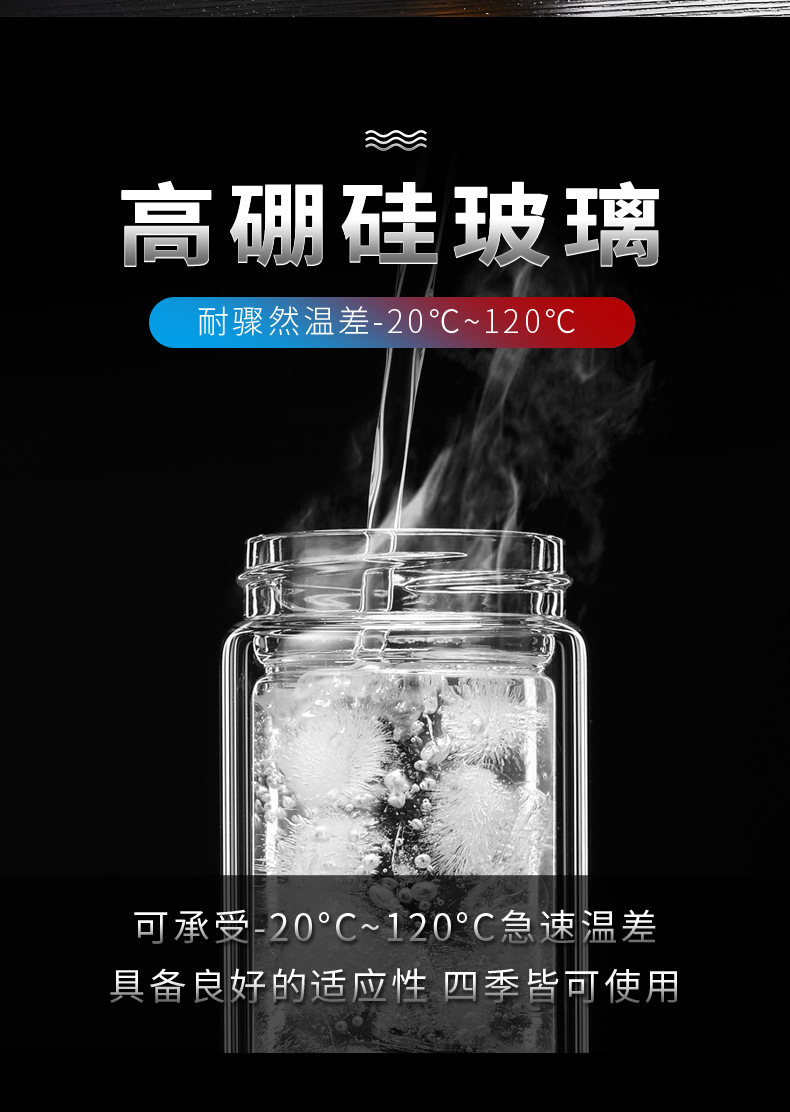 双层玻璃杯水杯隔热加厚带盖过滤茶杯商务办公