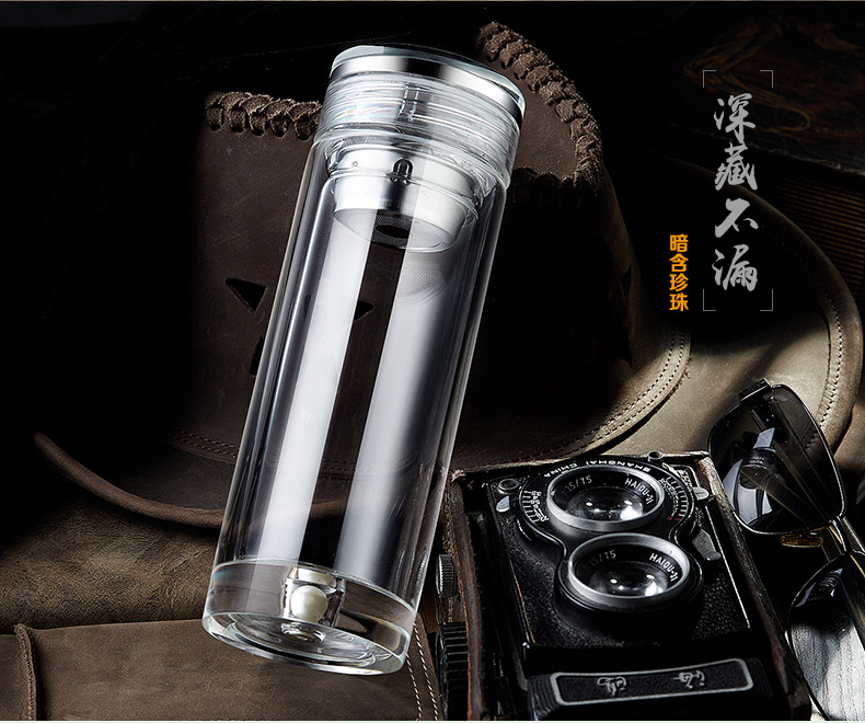 深圳航空定做双层玻璃杯泡茶水杯