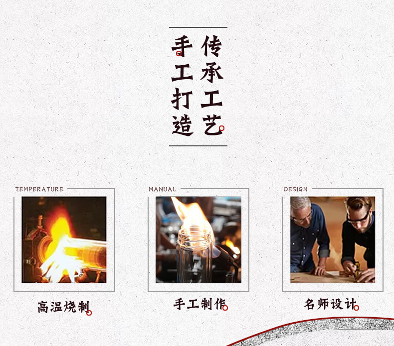 新款中国风双层白玉瓷厚底玻璃杯