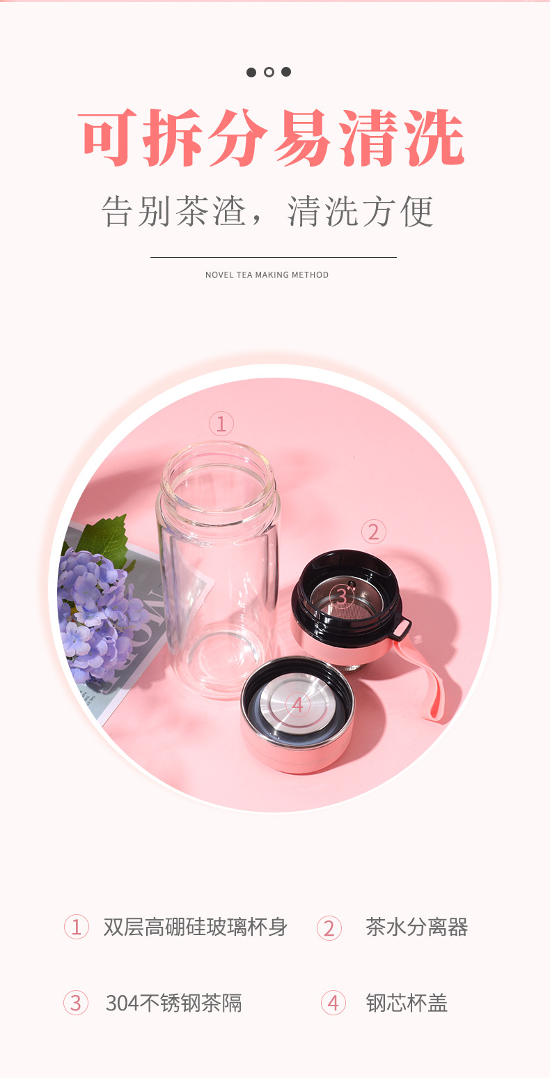 高硼硅玻璃杯加厚双层水杯透明商务办公杯子