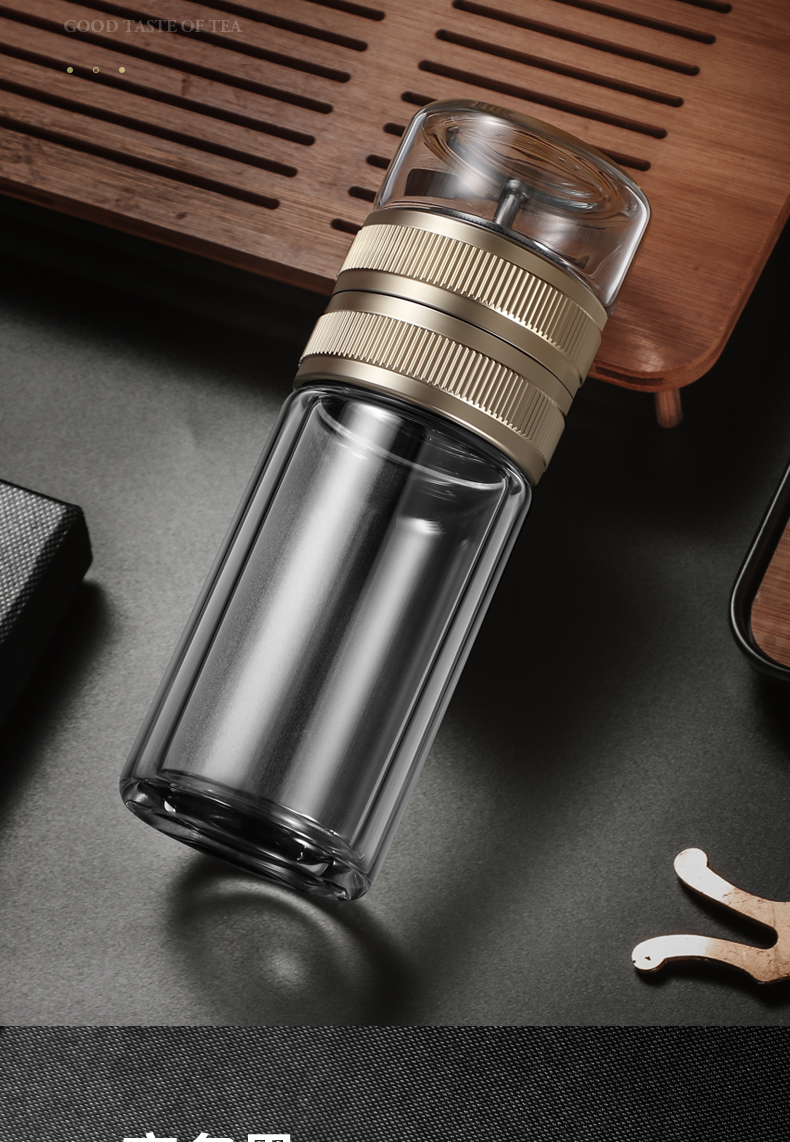 双层玻璃杯茶水分离