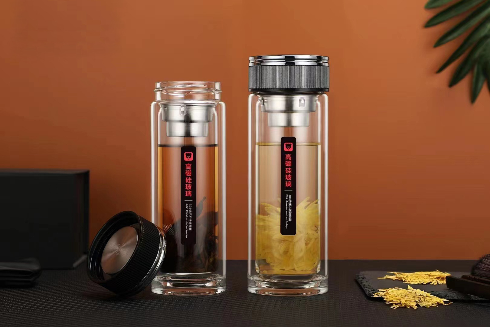 专业定LOGO高鹏硅双层玻璃杯