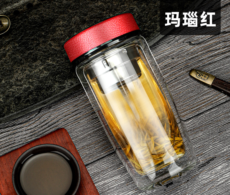 高档透明茶水分离泡茶杯