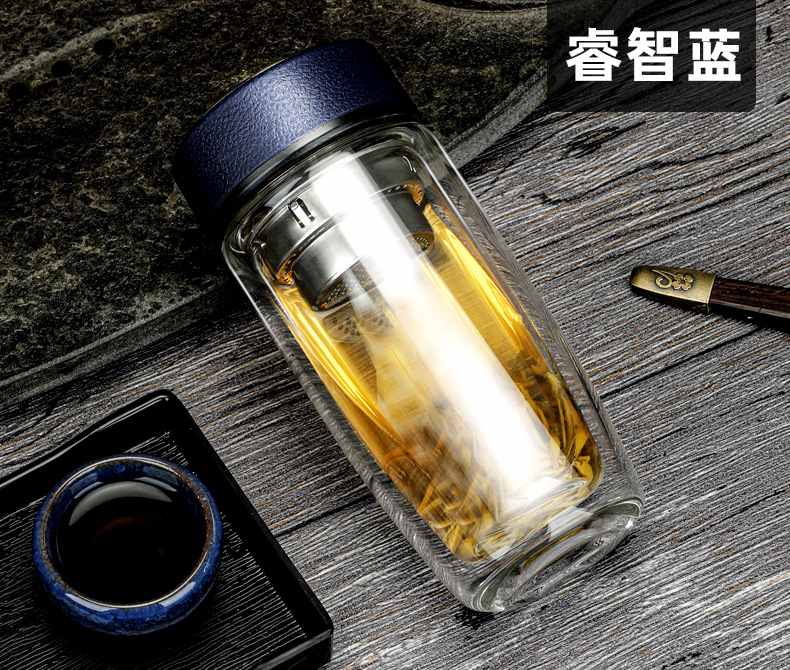 高档透明茶水分离泡茶杯