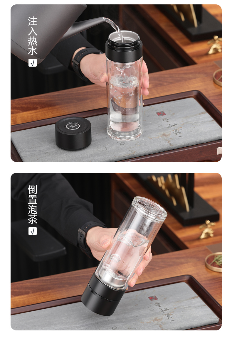 一键单手开盖玻璃杯