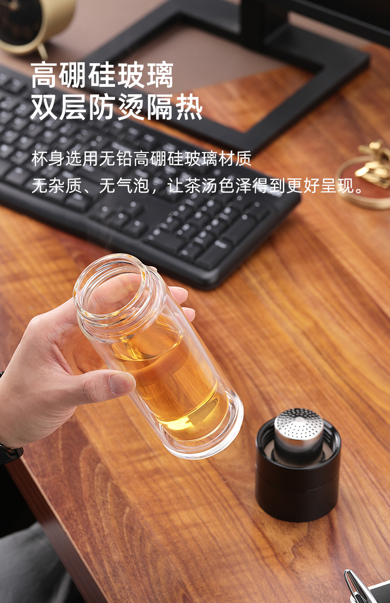 一键单手开盖玻璃杯