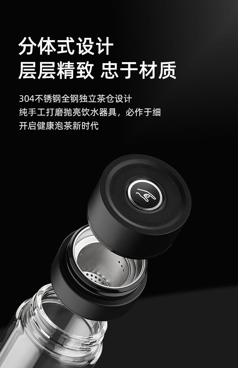 一键单手开盖玻璃杯