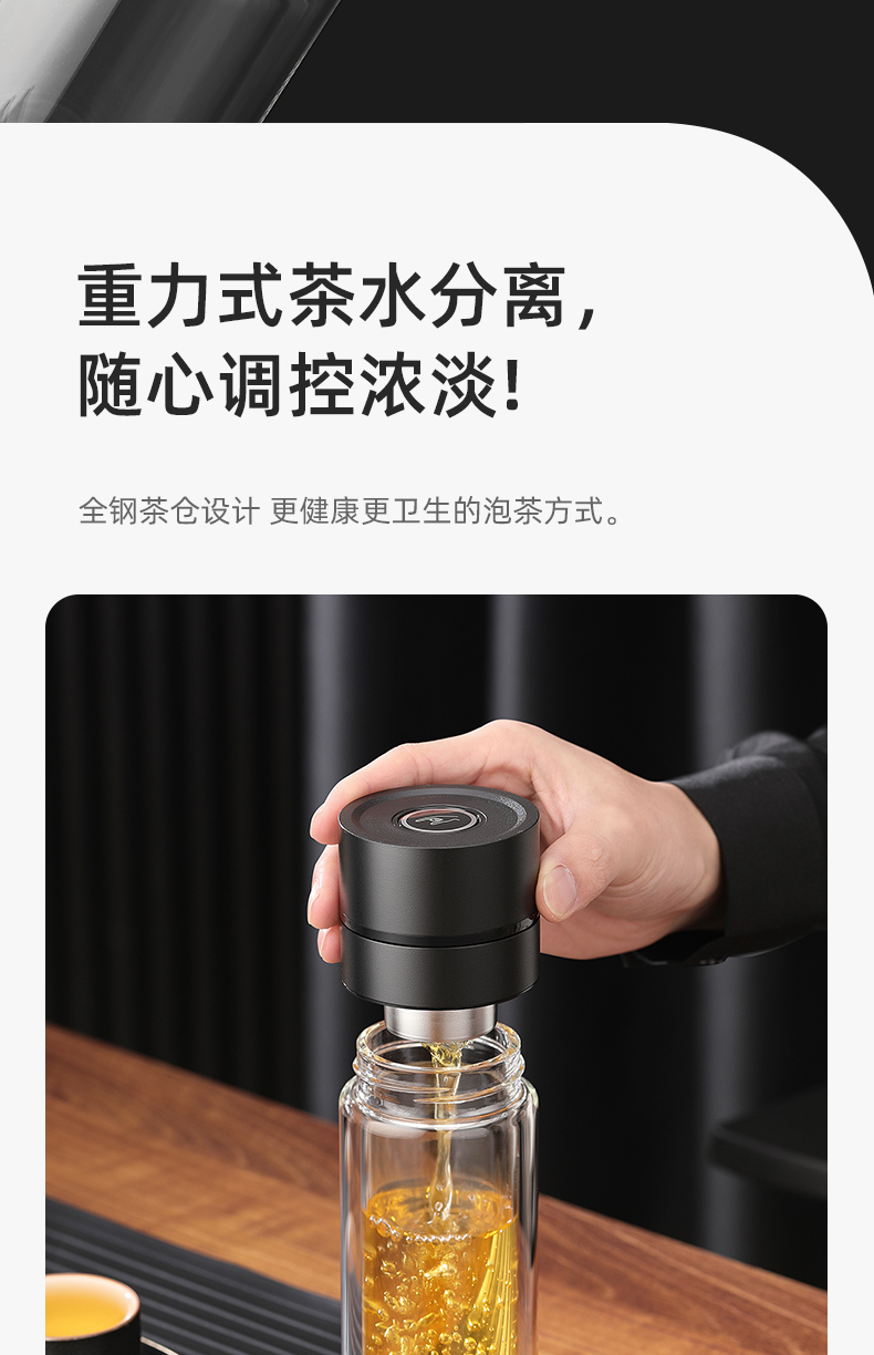 一键单手开盖玻璃杯