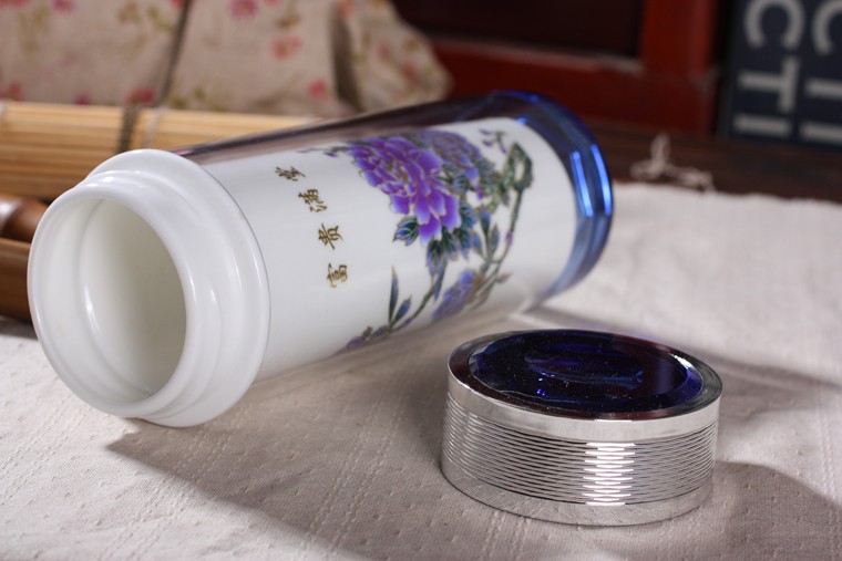 陕西岐山县益店中学定做蓝水晶玻璃杯.富贵满堂-100