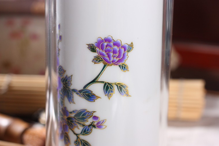 陕西岐山县益店中学定做蓝水晶玻璃杯.富贵满堂-100