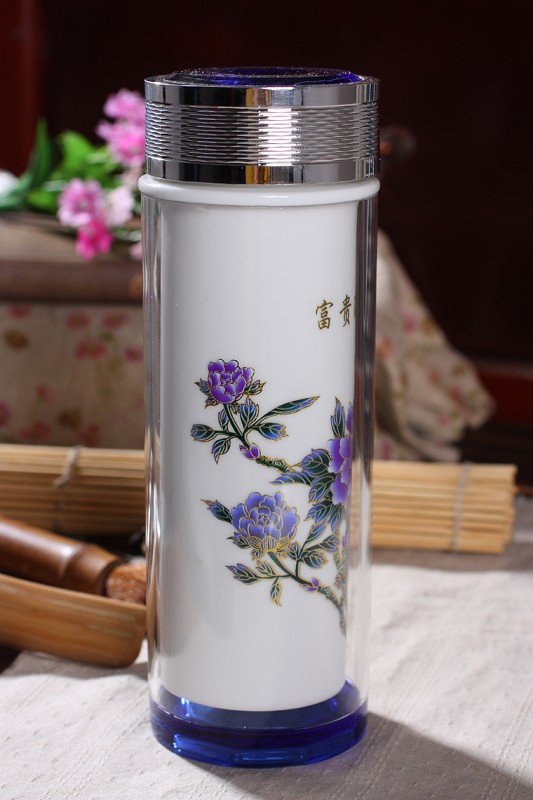 陕西岐山县益店中学定做蓝水晶玻璃杯.富贵满堂-100