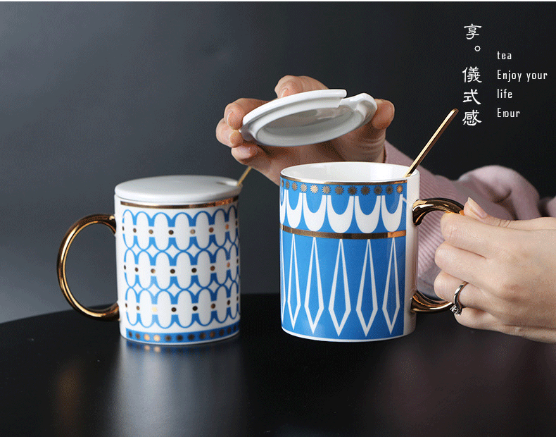 美式描金陶瓷马克杯水杯