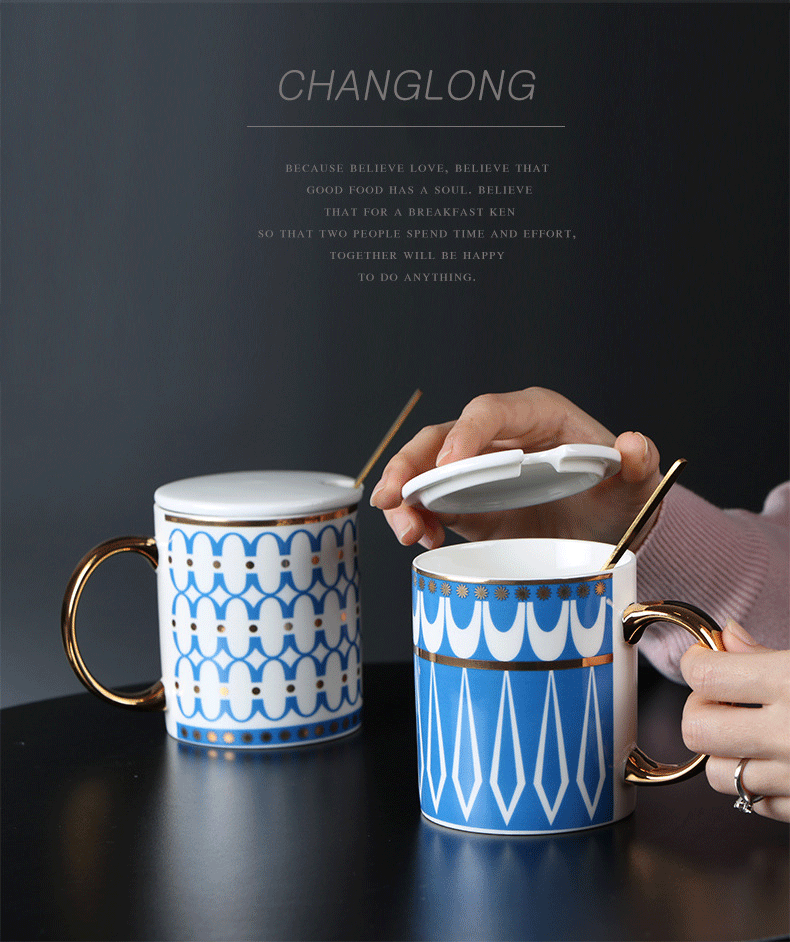 美式描金陶瓷马克杯水杯