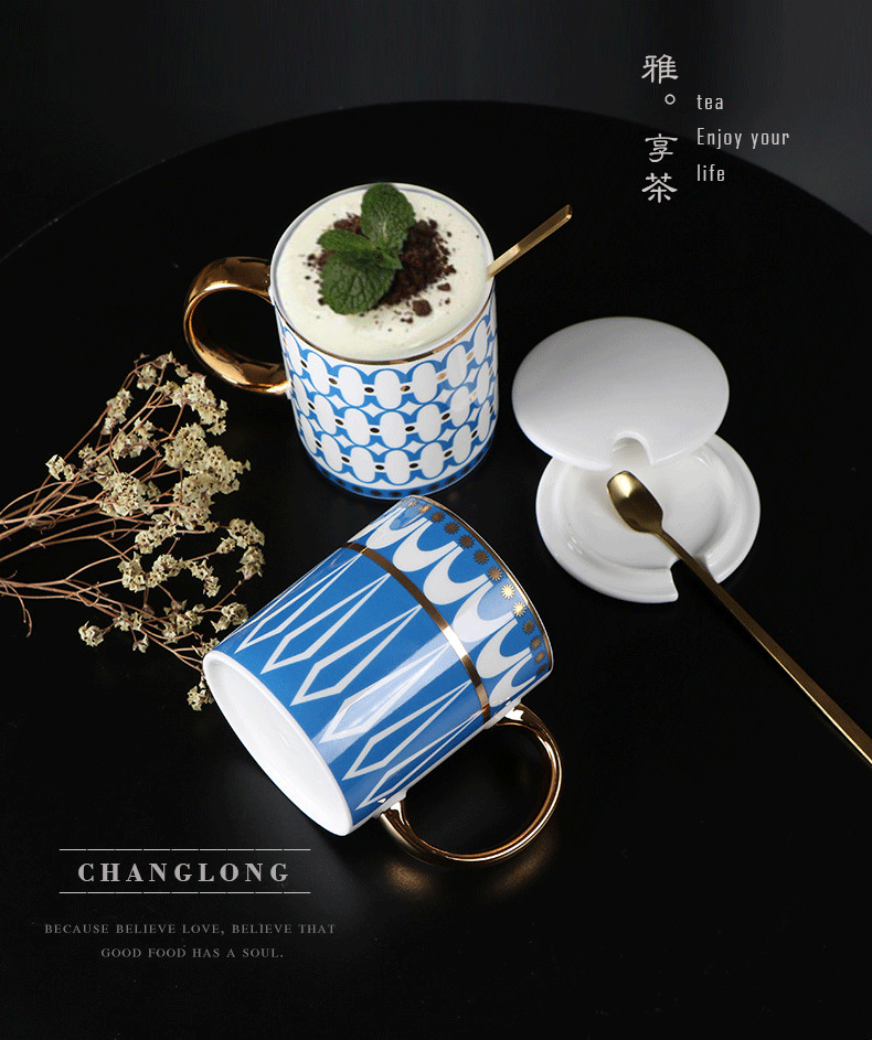 美式描金陶瓷马克杯水杯