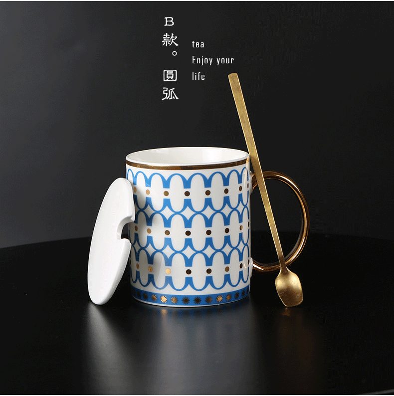 美式描金陶瓷马克杯水杯
