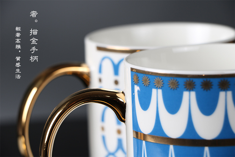 美式描金陶瓷马克杯水杯