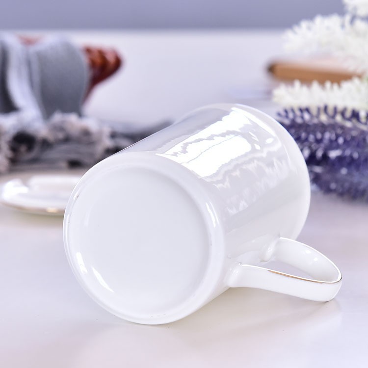 骨瓷盖杯创意手工描金马克杯办公室家用简约水杯可印图案