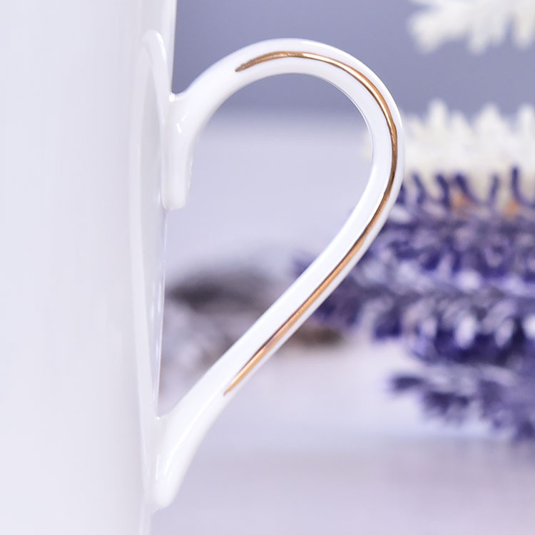 骨瓷盖杯创意手工描金马克杯办公室家用简约水杯可印图案