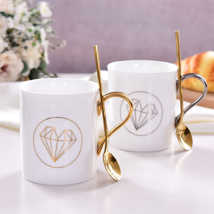 骨瓷金把马克杯情侣咖啡杯广告礼品杯