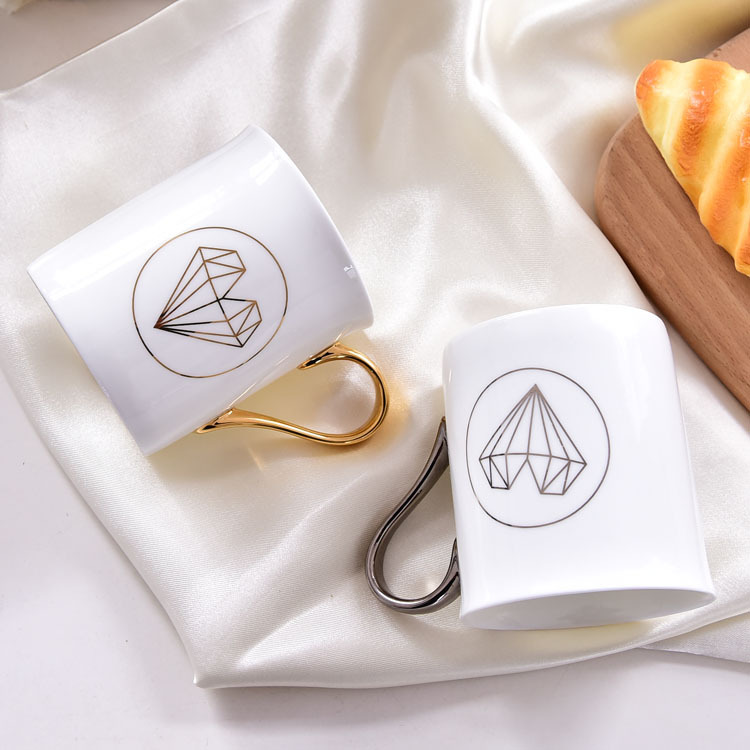 骨瓷金把马克杯情侣咖啡杯广告礼品杯