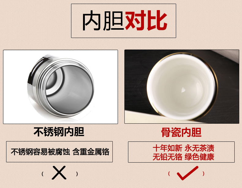 高档骨瓷内胆保温杯