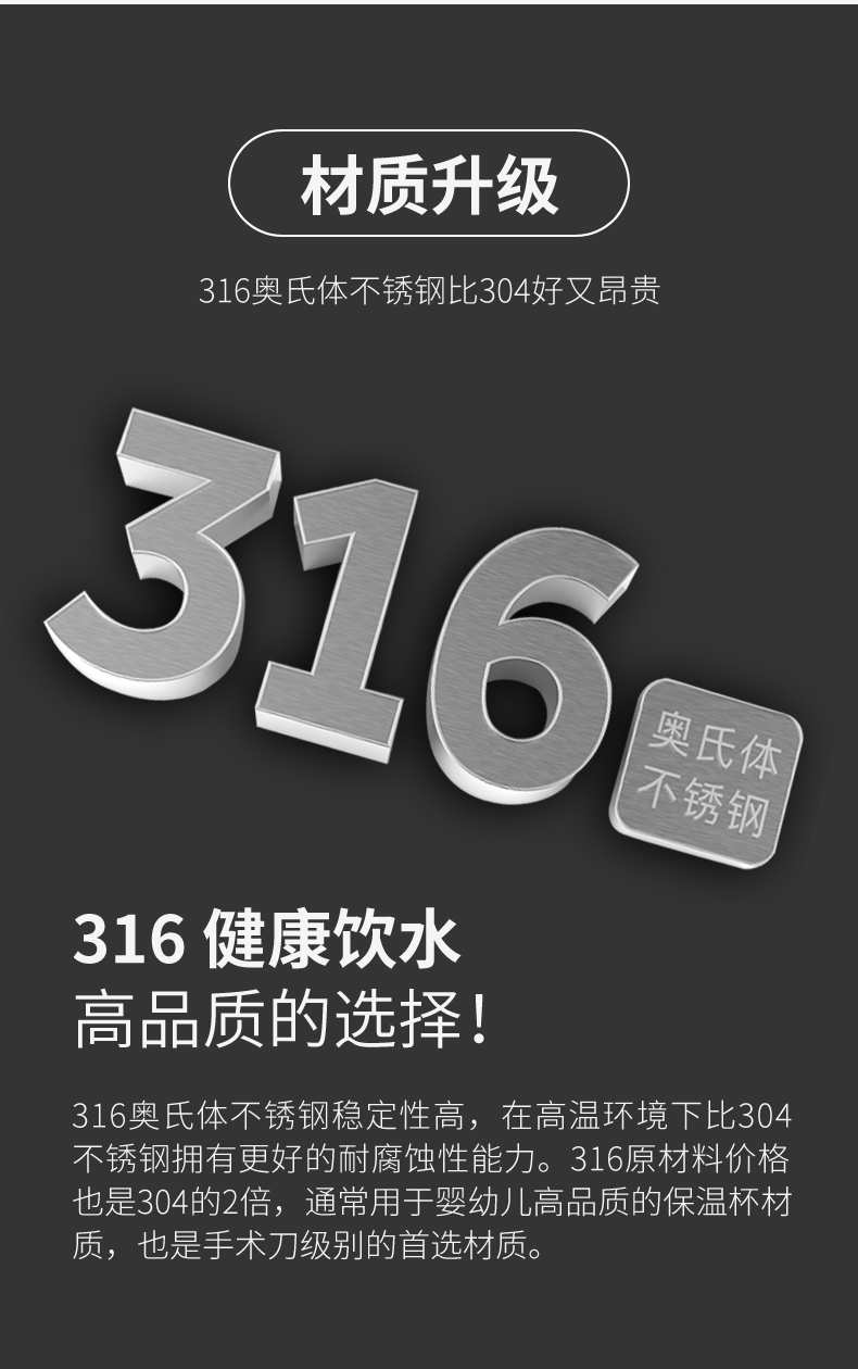 316不锈钢弹跳精品保温杯