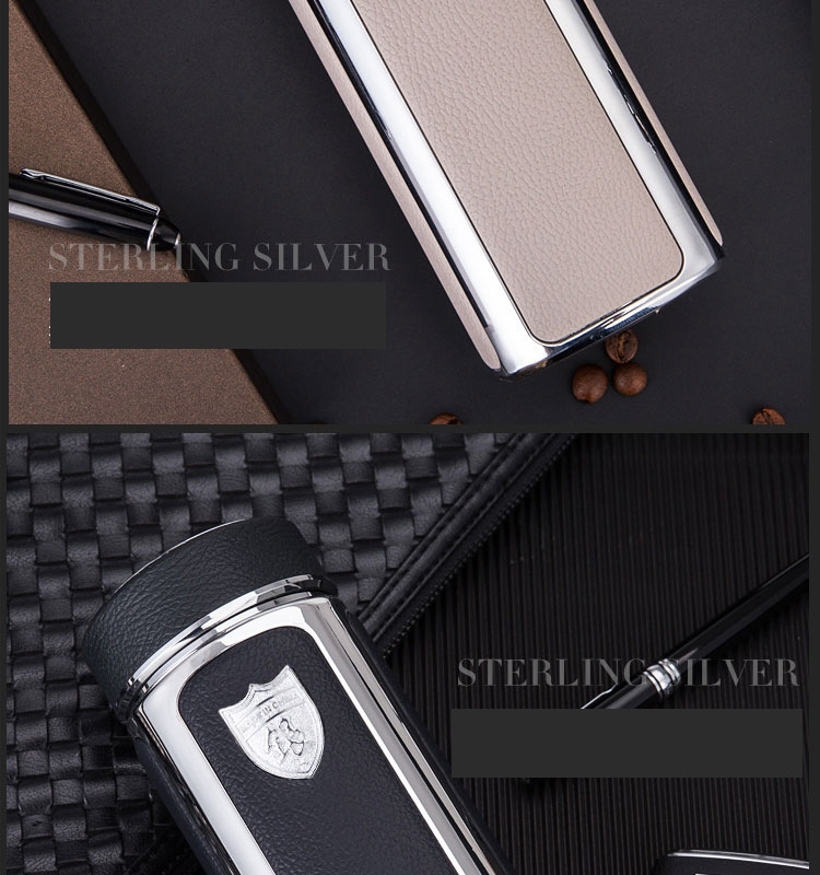 定制高档商务皮纹银杯