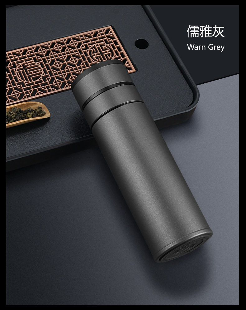 速开盖茶水分离杯男女车载便携泡茶保温杯单手弹扣双层玻璃水杯