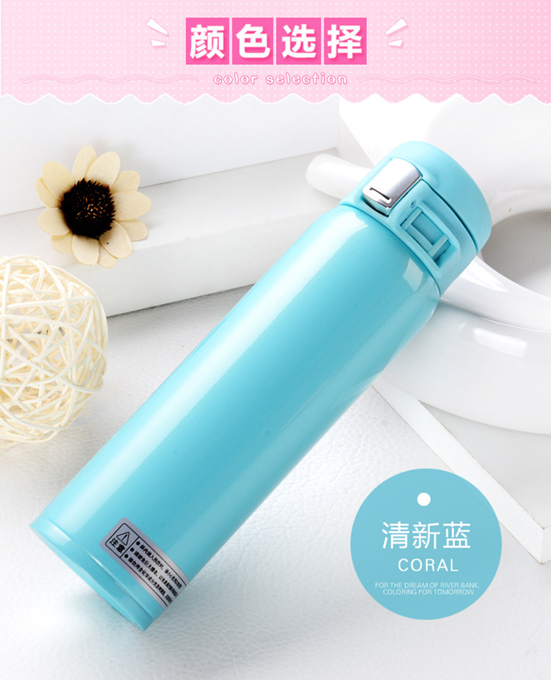 304精品不锈钢真空弹跳保温杯定制刻字