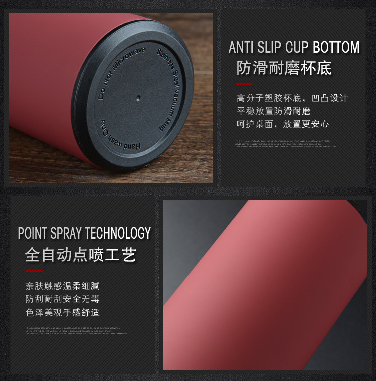 智能测温304不锈钢保温杯磨砂商务茶杯车载便携礼品水杯定制LOGO