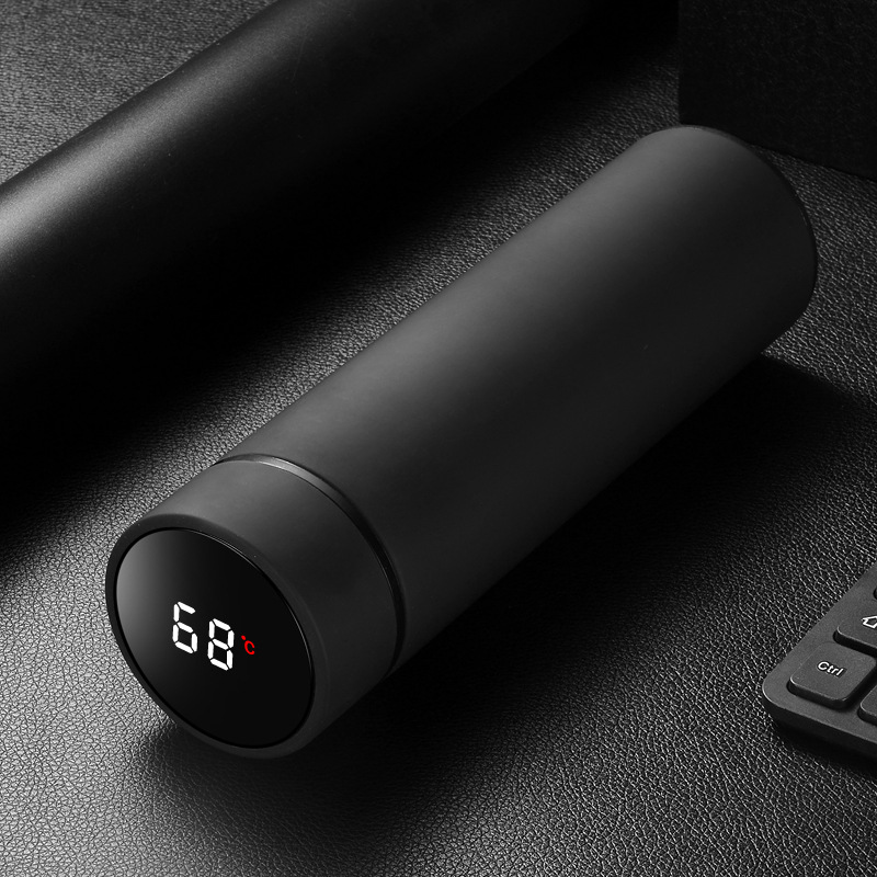 智能测温304不锈钢保温杯磨砂商务茶杯车载便携礼品水杯定制LOGO