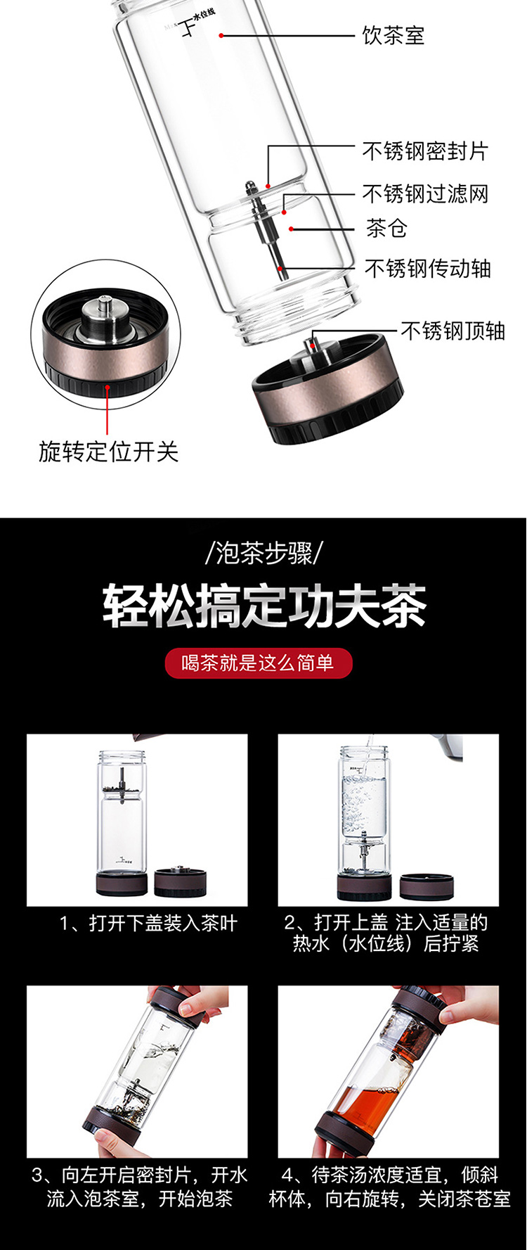 大气档次礼盒玻璃保温杯三件套