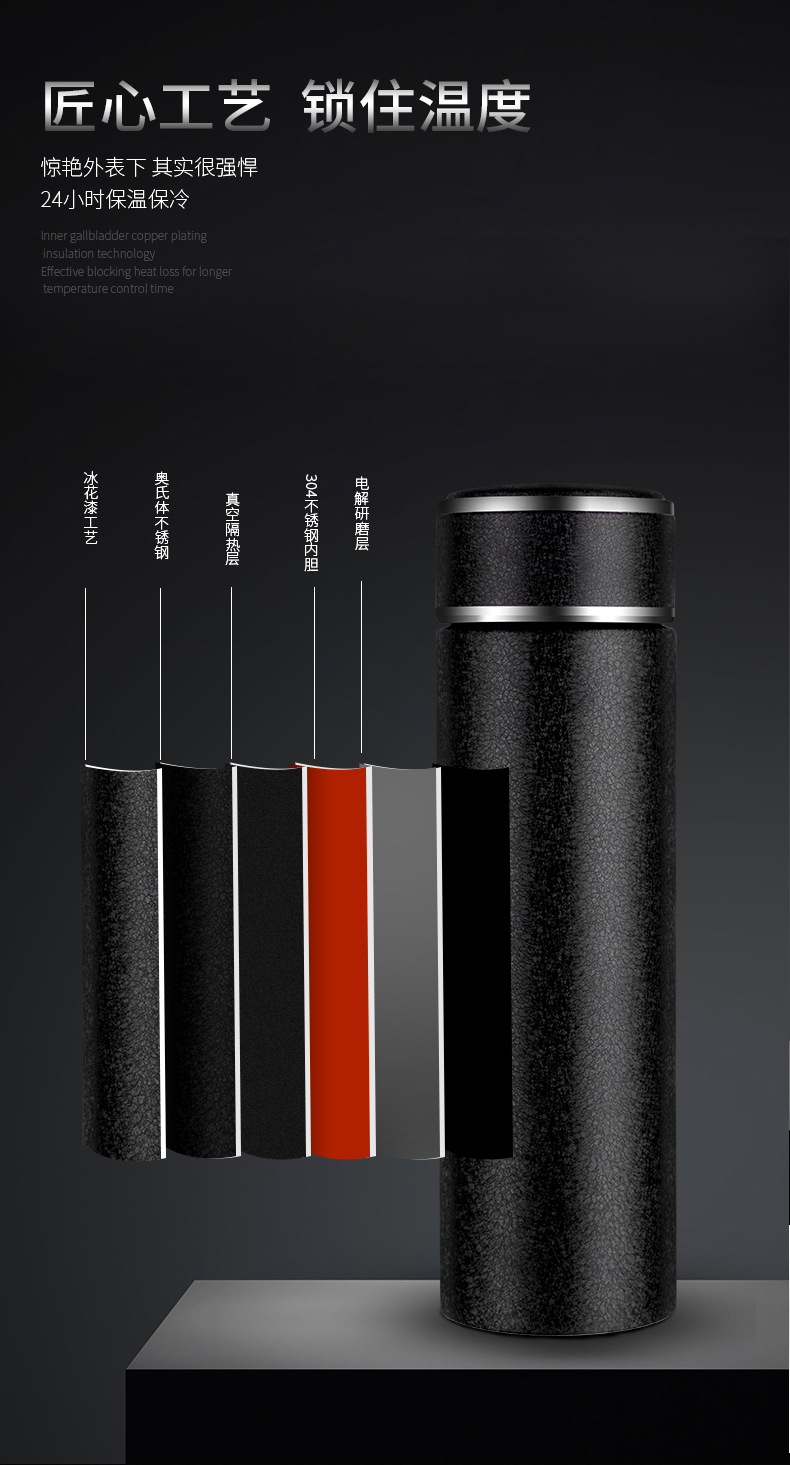 新款冰花烤漆保温 耐刮磨工艺水杯广告杯子定制LOGO