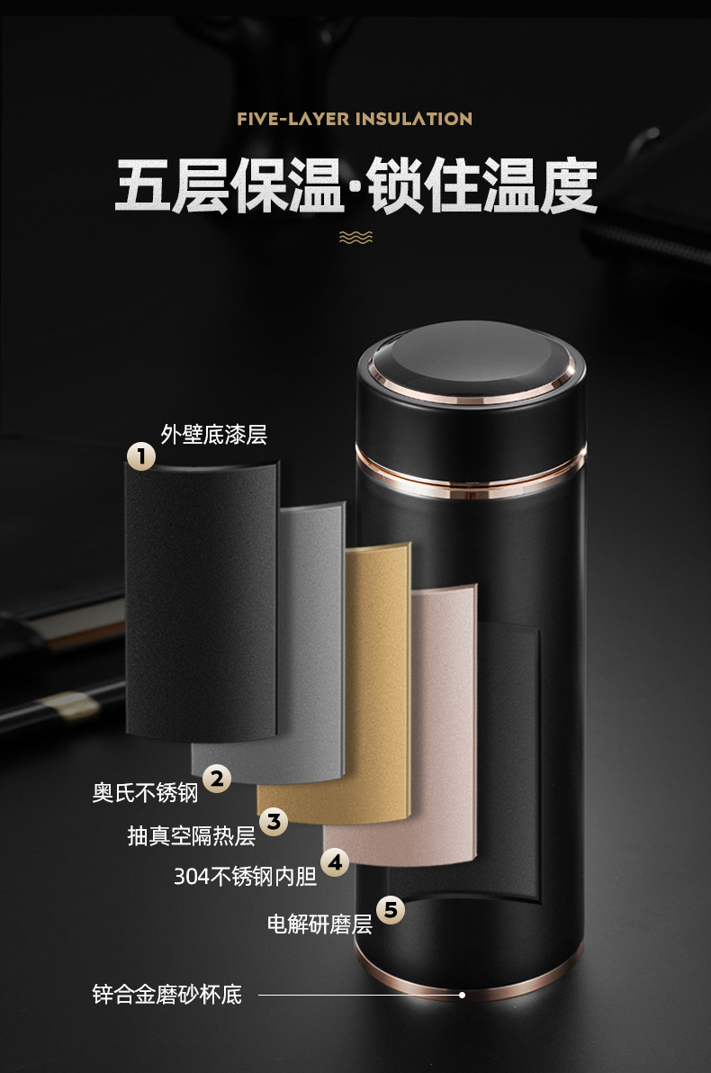 锌合金商务保温杯男女真空304不锈钢