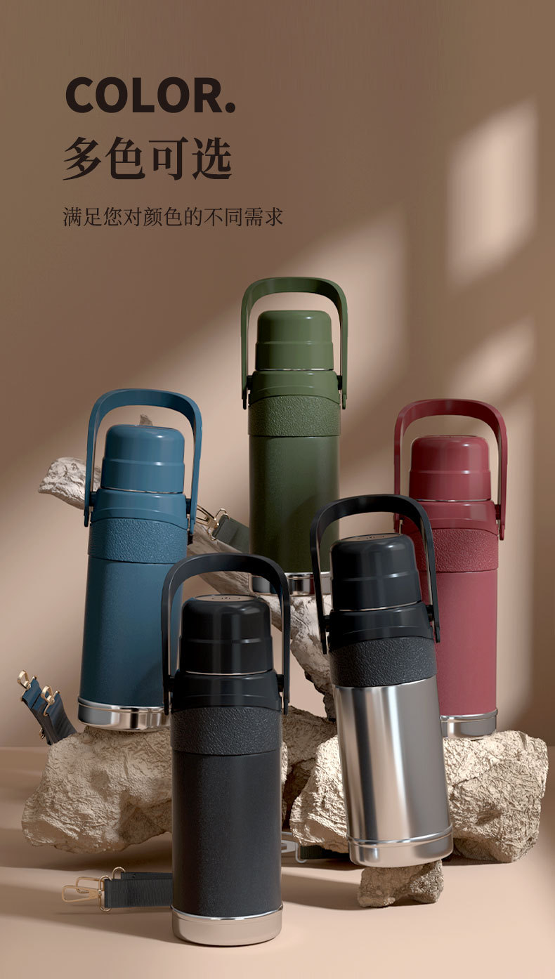 2023新中式304不锈钢1500ml大容量户外保温壶