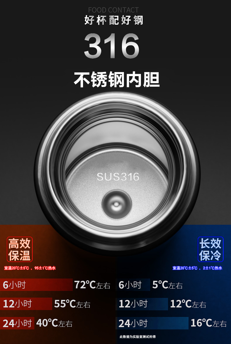 316医用不锈钢户外保温杯