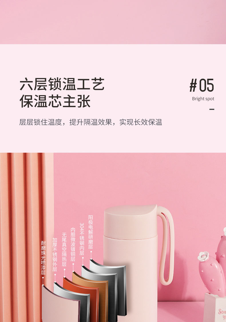 316医用不锈钢提绳便携保温杯